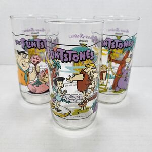 Vintage Set of 3‎ 1991 Hardee's Flintstones First 30 Years Collectible Glasses